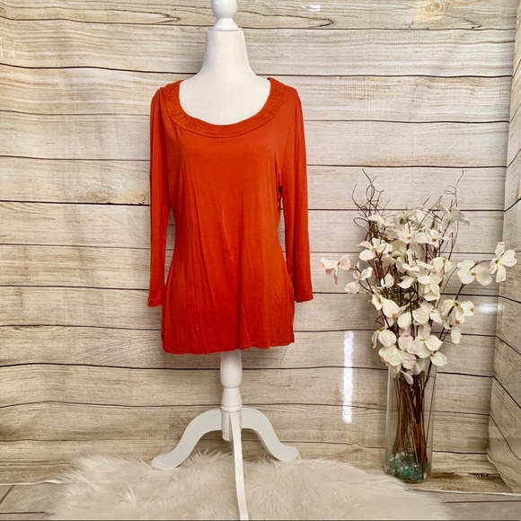 Banana Republic Tops - BANANA REPUBLIC Orange 3/4 sleeve top. Sz L